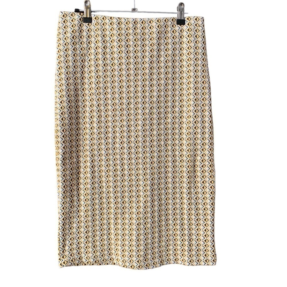 Zara Trafaluc Yellow Geometric Pencil Skirt